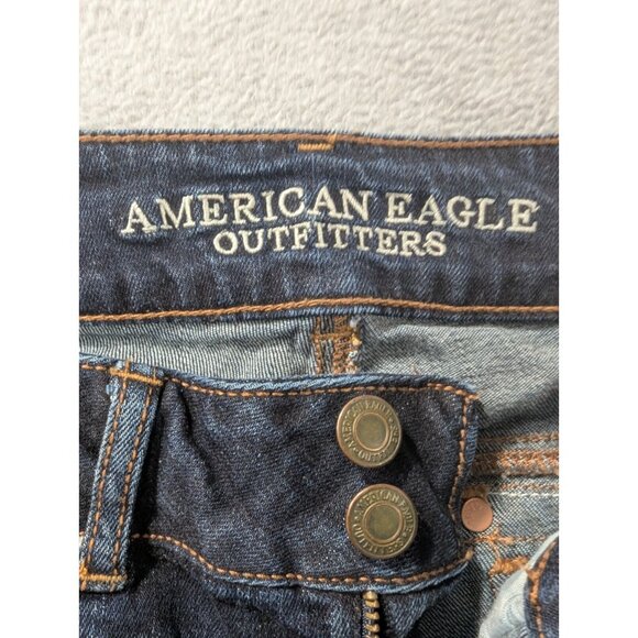 American Eagle Jeans Womens Size 4 Blue Aritst Curvy Flare Embroidered Whiskers - Picture 13 of 16